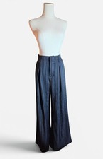 Cider Women's High Rise Navy Pinstriped Extra Wide Leg Dress Pants Size Medium