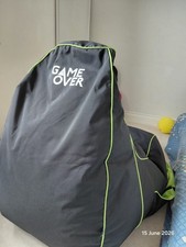 Game Over Green Video Gaming Bean Bag Chair High Back Adult Gamer Beanbag Seat