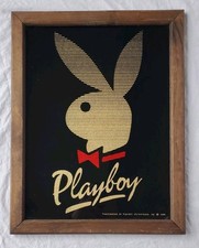 Vintage 1986 Playboy Bunny Carnival Fair Prize Mirror Glass Sign Framed 14x18