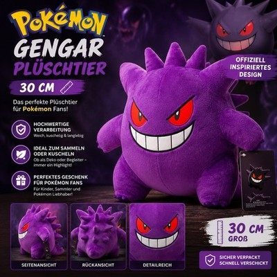 Pokémon Gengar Plüschtier 30 cm   Kuscheltier Stofftier Lila   Sammler   Neu