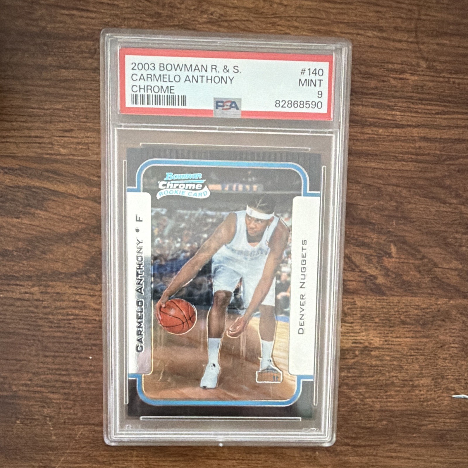 Bowman 2003-04 Rookies & Stars Chrome Rookie Carmelo Anthony #140 PSA 9