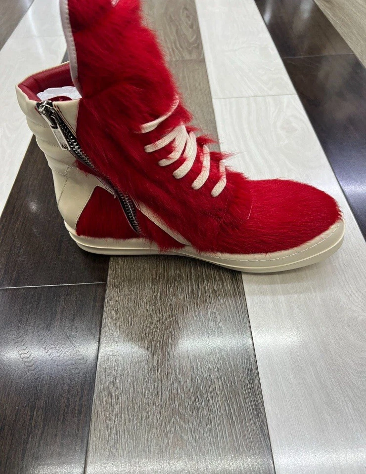 Rick Owen Red Fur Van Collabs & Rick Owens Red Fur Geo Baskets Shoes - Image 4 of 4