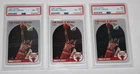 THREE (3) 1990 Hoops Basketball Card #65 MICHAEL JORDAN Bulls Graded PSA 8 NM-MT