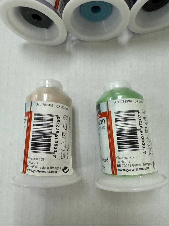 Lot of 5 Gutermann Bulky Nylon Thread Overlocking Textured Green Purple Cream - Image 4 of 4