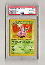 NIDORINO 1ST EDITION BASESET SHADOWLESS 37/102 GEM MINT 10