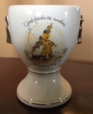 Vintage Gilded Gold Rimmed Porcelain Holly Hobbie Egg Cup 2.5 Japan