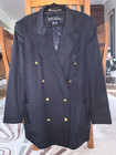 Escada By Margaretha Ley Black Gold Button Wool Cashmere Double Breasted Coat 44