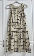 Ann Taylor LOFT Dress Size 8 Cream Black Sleeveless Fit Flare Lined