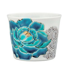 Kutani Ware Soba Choko Cup for soba – Blue Peony Design Madein JapanTsuyoshiSa