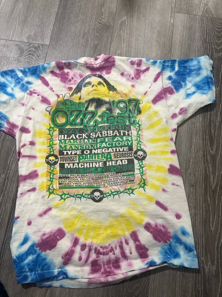 Camiseta vintage 1997 Ozzfest Tie Dye Ozzy Osbourne XL Metal Tour Tee Foto 2 de 4