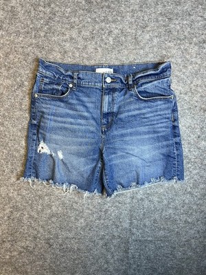 LOFT Cut Off Jean Shorts Womens 28/6 Blue Denim Raw Edge 