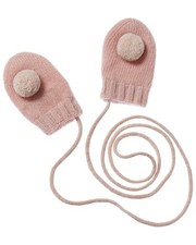 Portolano Pompom String Cashmere Mittens 3-6M