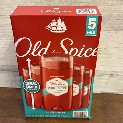 5 PACK -  Old Spice Pure Sport Deodorant 3.0 oz (Total 15 oz)
