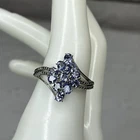 Vintage STS Sterling Silver Tanzanite Cluster Ring Size 9.5