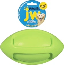 JW Pet ISqueak Bouncin Football Squeaky Durable Rubber Dog Toy Large - 3 Pack
