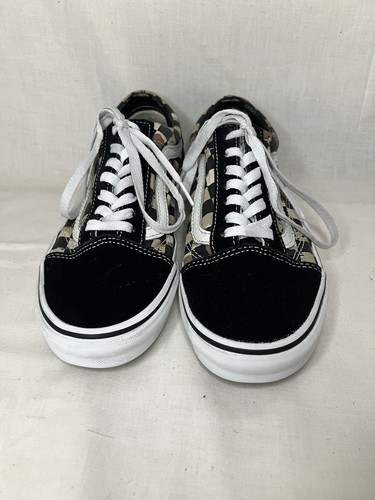 Vans Black Suede Camo Checkered Old Skool Classic Low Top Lace Shoes Sz 6M 7.5W - Picture 2 of 8