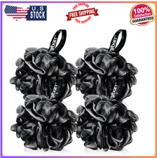 Yoget Bath Loofah Sponge, 4 Pack Black 60G Shower Mesh Ball Soft Pouf Body...