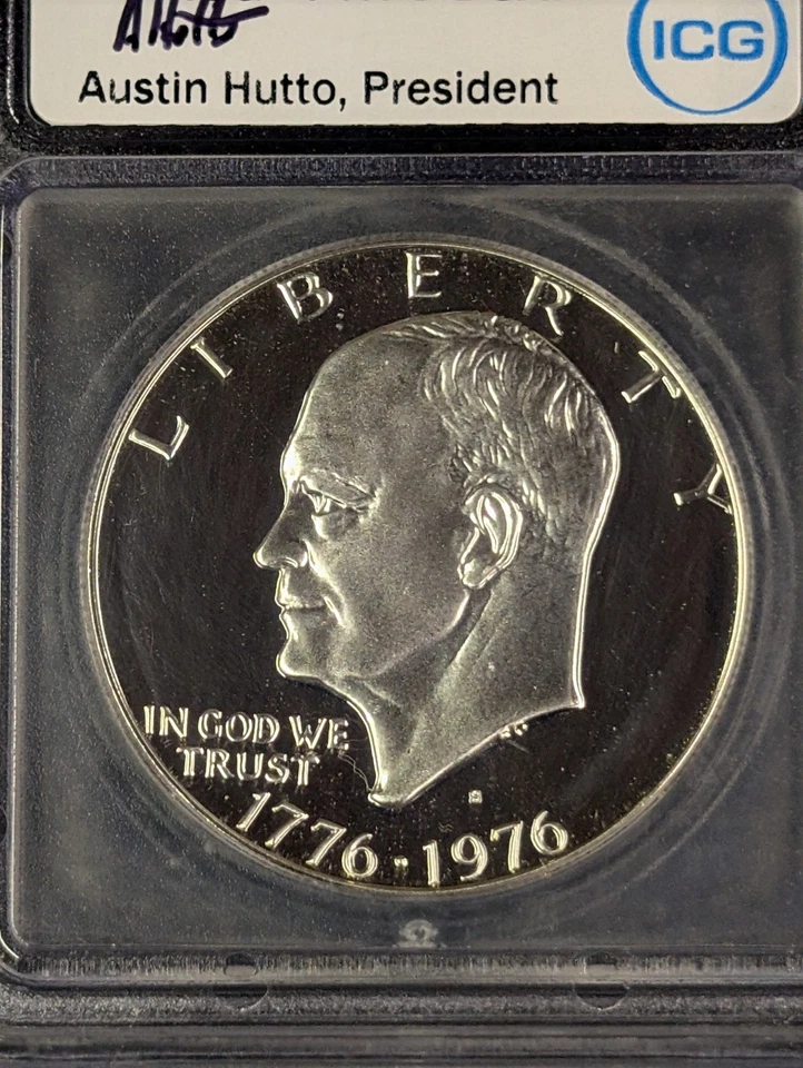 1976 S PR 70 DCAM Silver Proof 3 Coin Set Eisenhower, Kennedy, Washington ICG  - Image 3 of 4