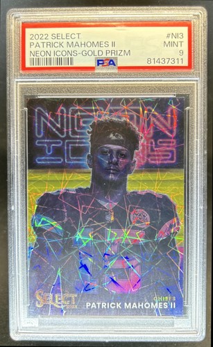 2022 Panini Select Patrick Mahomes II Neon Icons Gold Prizm #/10 #NI-3 PSA 9