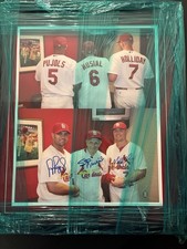 Albert Pujols Stan Musial Matt Holliday Triple Signed 5-6-7 Photo STL Cardinals