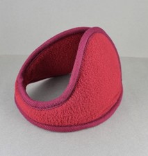 Burgundy red fleece ear muffs warmers behind head under hair fold up ear covers
