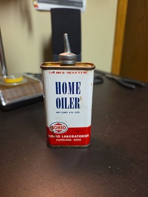 Rare Vintage Sohio Home Oiler Oil Can 4oz Lead Top Empty