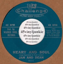 Jan and Dean 45 rpm "Heart And Soul" on Challenge Records
