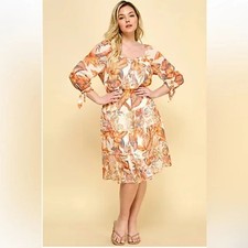 FIGUEROA & FLOWER Women's Plus Size 3X Floral Smocked Tiered Midi Dress Tropical