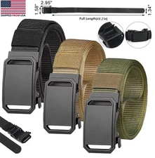47.2" Mens Ratchet Belt Nylon Web Belts for with Automatic Slide Buckle Tactical