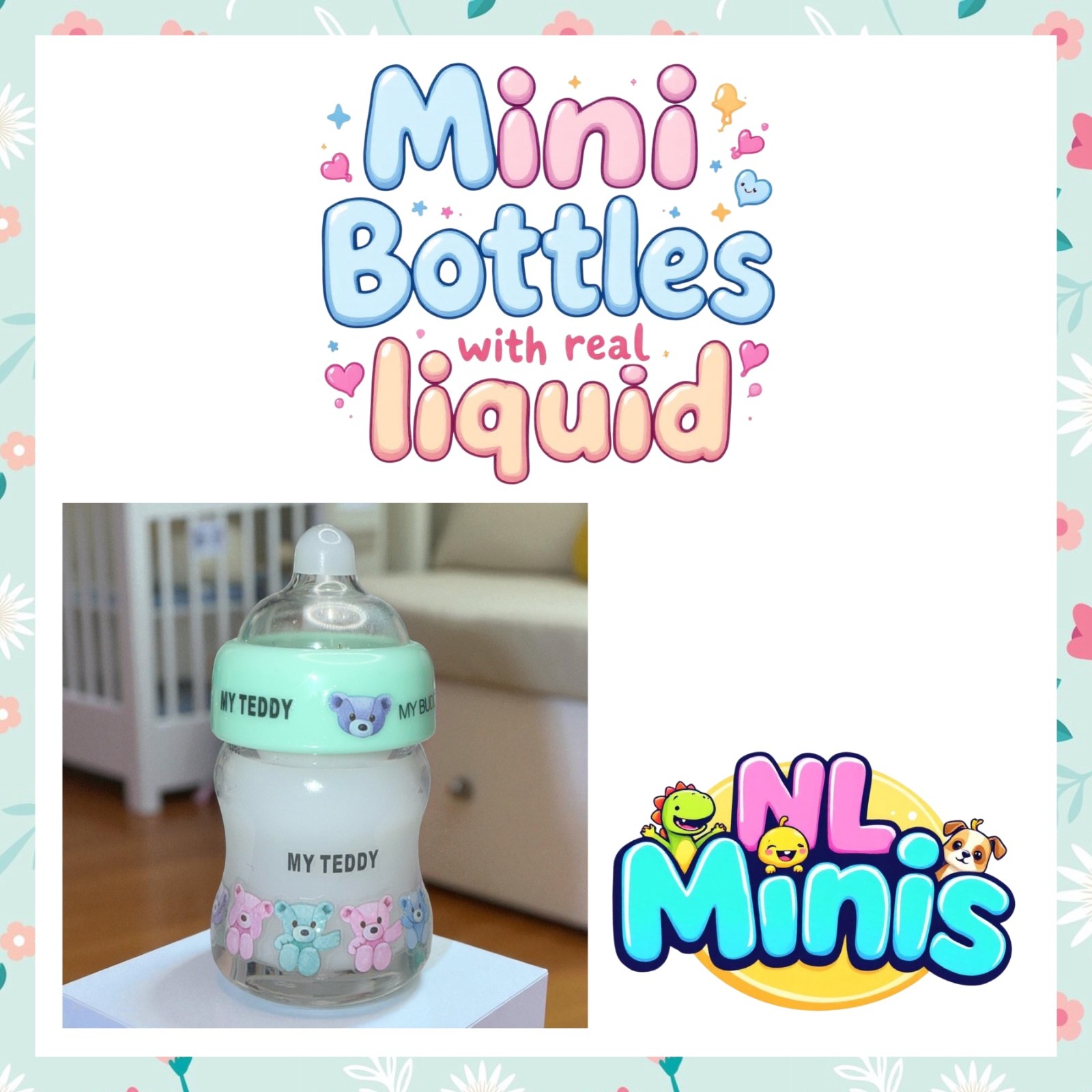 Mini Bottles with real liquid for mini preemies, silicone babies and more