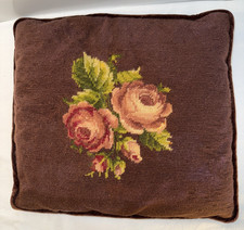 Vintage Floral Rose Accent Pillow 15  x14  Square Brown Roses