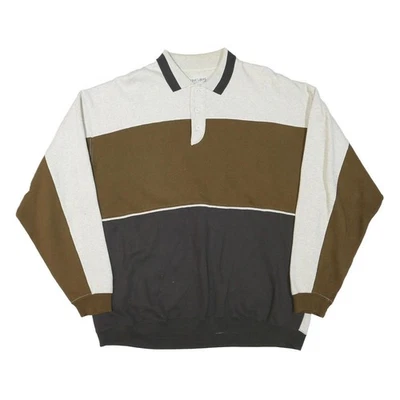 GREAT LAKES Pull Col Homme Beige Marron Noir XL Mélange De Coton - Photo 1/4