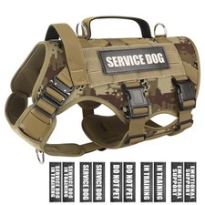 Service Dog Vest Harness for Large Dog, Tactical Working MOLLE Vest with 10 P...