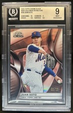2025 Topps Chrome Black Juan Soto Rose Gold Wave Refractor #/15 Mets BGS 9