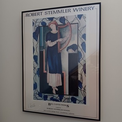 Robert Stemmler Winery Bel Canto Wines. Autographed by the winemaker. Framed