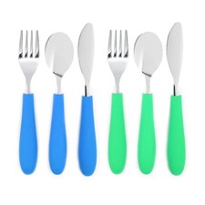 6 PCS Kids Silverware Silicone Handle Safe Flatware Set For 4 Years Plus