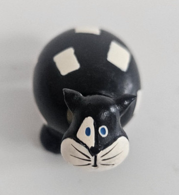 Miniature Mini Black & White Cat Kitty Kitten Bobble Head Figurine 4 Cat Lover