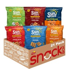 SunChips 100 Whole Grain Chips, Variety Pack, 1 oz 21 Count Pack of 1