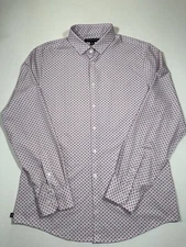 Mizzen+Main Shirt Mens Large Tall White Floral Leeward Performance No Tuck Logo