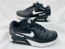 Nike Air Max 90 LTR Shoes Youth Size 3.5 Y Black White Leather Casual CD6864-010