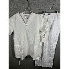 NWT Cherokee Workwear Scrub Set White Style 1782  Missy Fit 4001 Sz S READ 