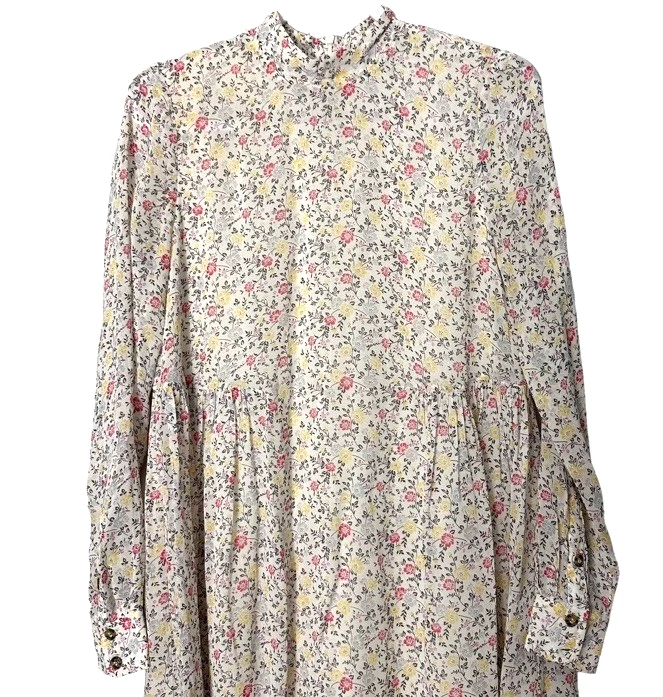 Vestido Ganni Para Mujer Talla 36 US S Floral Georgette Midi Cambio DEFECTUOSO Foto 4 de 4