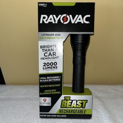RAYOVAC  2000 Lumens Water Resistant The Beast Lithium Rechargeable Flashlight 