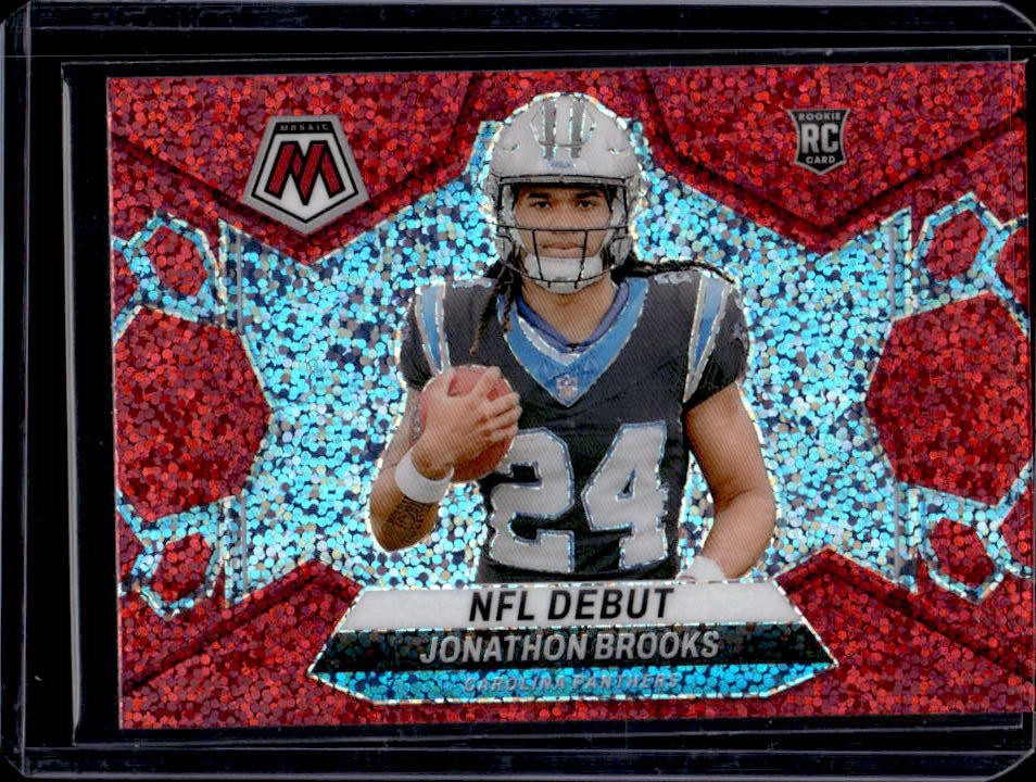 2024 Mosaic Jonathon Brooks RC Red Sparkle Prizm NFL Debut #276 Panthers