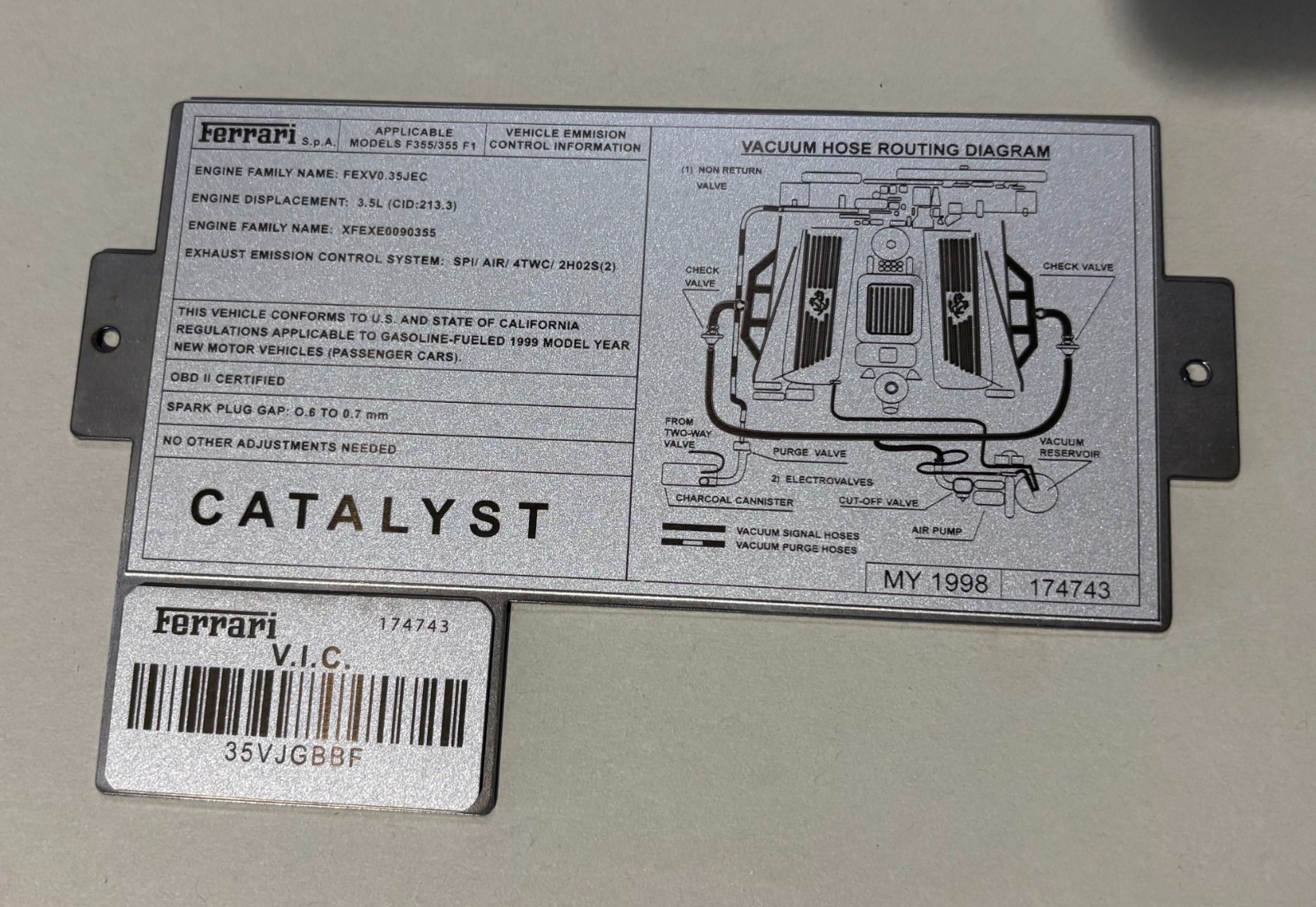 Ferrari F355 1995 Plates 4 pcs