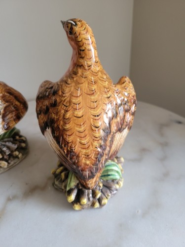 Majolica Pair of Partridges Made in Italy - Picture 6 of 12