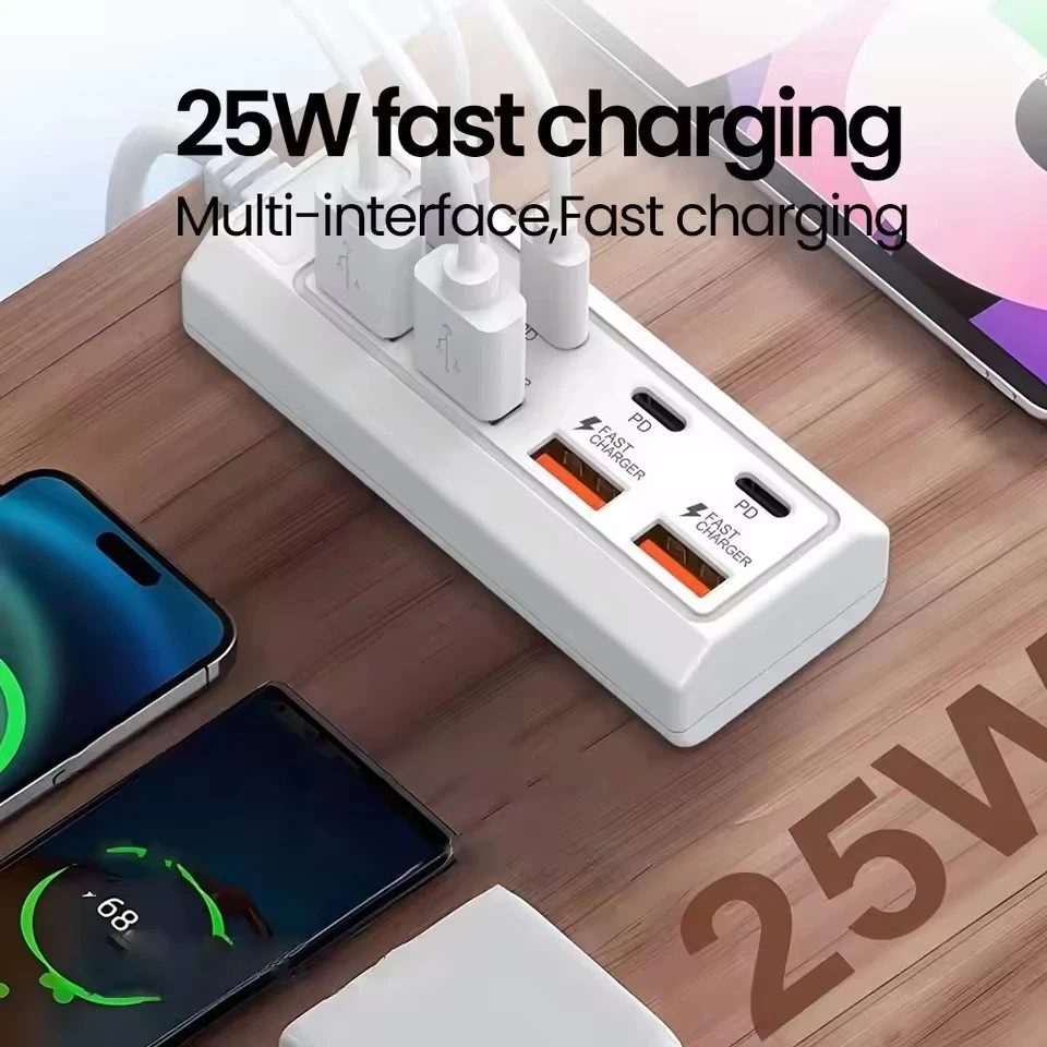 8-fach Mehrfach Stecker PD Schnellladegerät 4x USB -C + 4x USB Charger - Bild 4 von 4