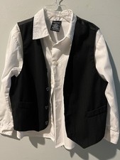 Nautica Boys Dress Shirt With Stripe Vest Sz 7