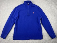 Polo Ralph Lauren Pullover Mens Medium Blue Half Zip Sweater Cotton Knit Classic