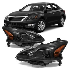 Headlight Assembly 13-15 Nissan Altima 4Dr Clear Lens Black Housing Amber L R